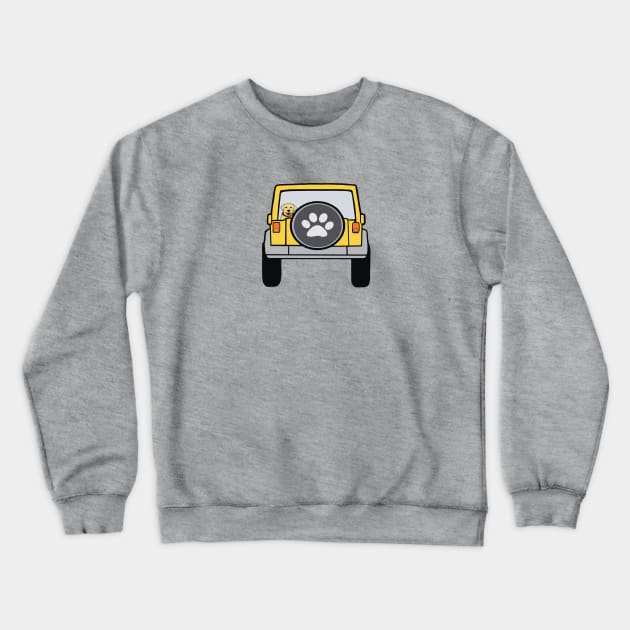 Dog in Yellow Jeep Crewneck Sweatshirt by Trent Tides